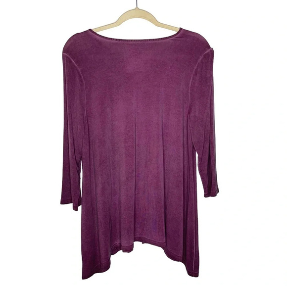 TORRID Super Soft Lace Yoke Sharkbite Hem Long Sleeve Top Blouse Purple 00 M/L - Picture 10 of 13
